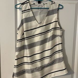 White House Black Market V-Neck Striped Blouse
